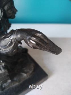 Superbe Sculpture Paysan. Régule fin XIXe époque Napoléon III Socle Marbre Noir