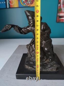 Superbe Sculpture Paysan. Régule fin XIXe époque Napoléon III Socle Marbre Noir Superbe Sculpture Paysan. Régule fin XIXe époque Napoléon III Socle Marbre Noir