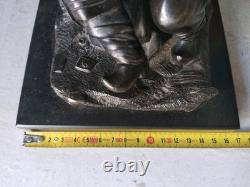 Superbe Sculpture Paysan. Régule fin XIXe époque Napoléon III Socle Marbre Noir