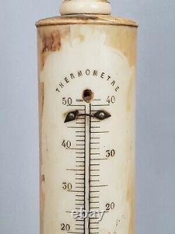 Superbe Thermometre Du Xixe Siecle A Decor De Tete D'enfant Et De Bord De Mer