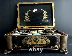 Superbe boite à couture chine napoleon III Old chinese canton sewing box XIX
