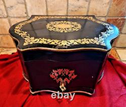 Superbe cave coffret a liqueurs XIX Boulle Napoleon III antic tantalus