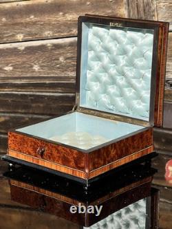 Superbe coffret Napoléon III en ronce de noyer et marqueterie fine XIXe siècle