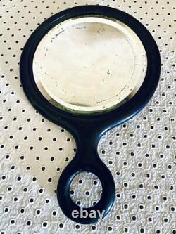 Superbe miroir ancien à main Ébène & argent Napoléon III XIXe siècle