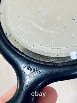 Superbe miroir ancien à main Ébène & argent Napoléon III XIXe siècle