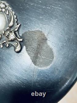 Superbe miroir ancien à main Ébène & argent Napoléon III XIXe siècle