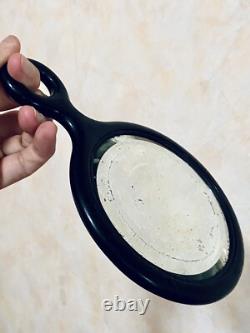 Superbe miroir ancien à main Ébène & argent Napoléon III XIXe siècle