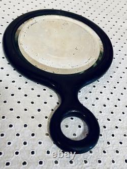 Superbe miroir ancien à main Ébène & argent Napoléon III XIXe siècle