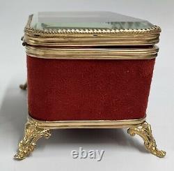 Superbe petit coffret boite Bijoux Verre biseauté Napoléon III XIXe 19TH