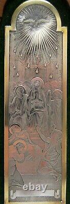TRIPTYQUE AUTEL de voyage XIXe bois & cuivre gravé CHRIST aux ANGES de VAN DYCK