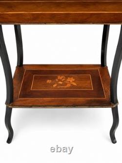 Table de toilette Napoléon III en marqueterie miroir escamotable XIXe siècle