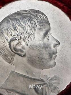 Tableau Profil Jeune Homme Terre Cuite Signé XIX EME Napoleon III Cadre