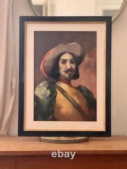 Tableau ancien XIX pastel portrait notable Fernand Paillet cadre Napoléon III