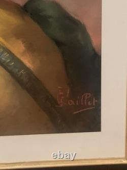 Tableau ancien XIX pastel portrait notable Fernand Paillet cadre Napoléon III