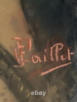 Tableau ancien XIX portrait mousquetaire Fernand Paillet cadre Napoléon III