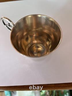 Trés Belle Tasse+ Sous Tasse à Café XIX Napoléon III Guilloché En Argent Massif