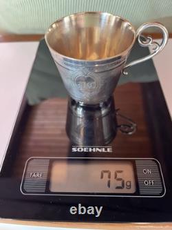 Trés Belle Tasse+ Sous Tasse à Café XIX Napoléon III Guilloché En Argent Massif