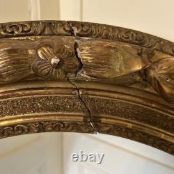 Très Grand Cadre En Bois Doré XIXe s Napoléon III Encadrement Ovale Vintage Doré