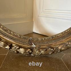 Très Grand Cadre En Bois Doré XIXe s Napoléon III Encadrement Ovale Vintage Doré
