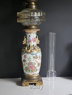 Vase Chine XIX Eme XVIII Lampe Petrole Baccarat Monture Bronze Era Napoleon