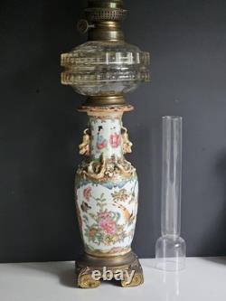 Vase Chine XIX Eme XVIII Lampe Petrole Baccarat Monture Bronze Era Napoleon