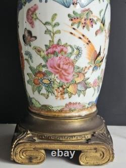 Vase Chine XIX Eme XVIII Lampe Petrole Baccarat Monture Bronze Era Napoleon