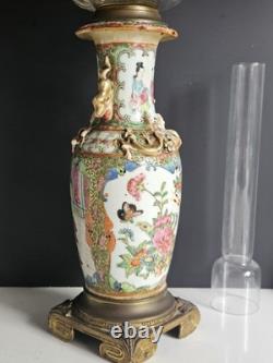 Vase Chine XIX Eme XVIII Lampe Petrole Baccarat Monture Bronze Era Napoleon