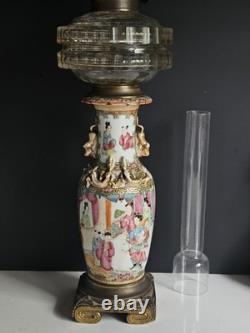 Vase Chine XIX Eme XVIII Lampe Petrole Baccarat Monture Bronze Era Napoleon