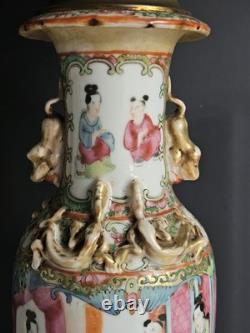 Vase Chine XIX Eme XVIII Lampe Petrole Baccarat Monture Bronze Era Napoleon