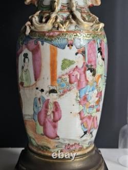 Vase Chine XIX Eme XVIII Lampe Petrole Baccarat Monture Bronze Era Napoleon