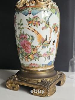 Vase Chine XIX Eme XVIII Lampe Petrole Baccarat Monture Bronze Era Napoleon