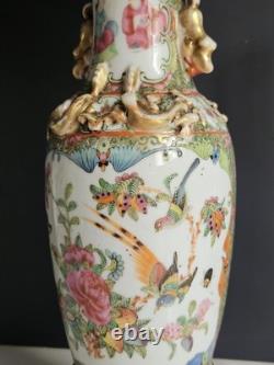 Vase Chine XIX Eme XVIII Lampe Petrole Baccarat Monture Bronze Era Napoleon