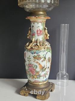 Vase Chine XIX Eme XVIII Lampe Petrole Baccarat Monture Bronze Era Napoleon