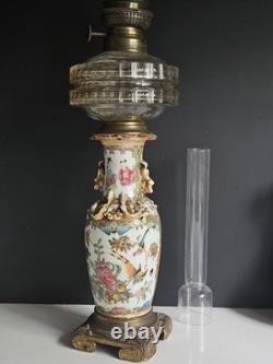 Vase Chine XIX Eme XVIII Lampe Petrole Baccarat Monture Bronze Era Napoleon