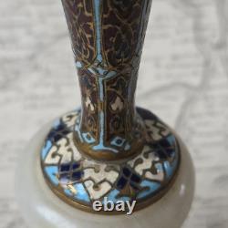 Vase Emaux Cloisonnés Bronze Albâtre XIXè Napoléon III Email French Victorian