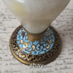 Vase Emaux Cloisonnés Bronze Albâtre XIXè Napoléon III Email French Victorian