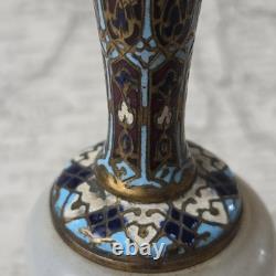 Vase Emaux Cloisonnés Bronze Albâtre XIXè Napoléon III Email French Victorian