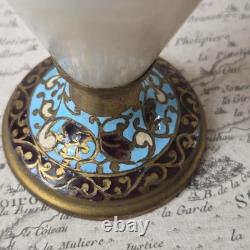 Vase Emaux Cloisonnés Bronze Albâtre XIXè Napoléon III Email French Victorian