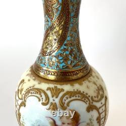 Vase Napoléon III en porcelaine de Sèvres et bronze doré Émaux champlevés XIXe