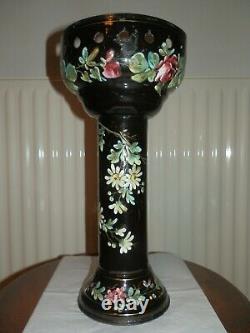 Vase Porte Cendrier Tole Emaillee Fleurie Cafetiere Napoleon III Xixe