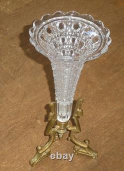 Vase Soliflore Tulipe XIX Napoléon III Bronze cristal Baccarat ou autres superbe