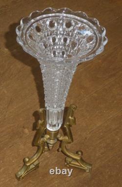 Vase Soliflore Tulipe XIX Napoléon III Bronze cristal Baccarat ou autres superbe
