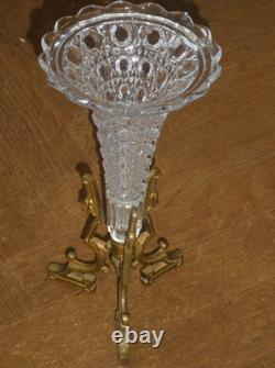 Vase Soliflore Tulipe XIX Napoléon III Bronze cristal Baccarat ou autres superbe