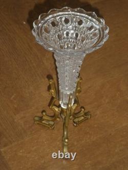 Vase Soliflore Tulipe XIX Napoléon III Bronze cristal Baccarat ou autres superbe