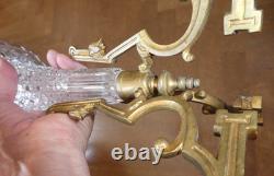 Vase Soliflore Tulipe XIX Napoléon III Bronze cristal Baccarat ou autres superbe
