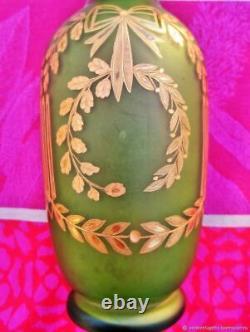 Vase ancien en verre Guirlandes dorure à l'or XIX siècle France Antique vase Gui