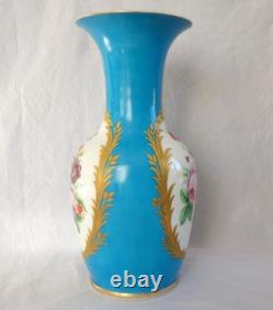 Vase polychrome et or porcelaine de Paris époque Napoléon III XIXe siècle