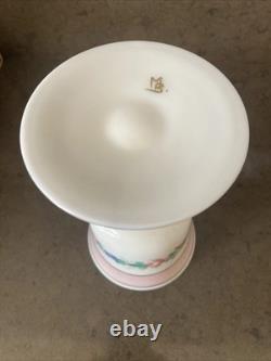 Verre Opaline XIXe Napoléon III Décor Fleurs Peint Main & Or Signé MB Baccarat