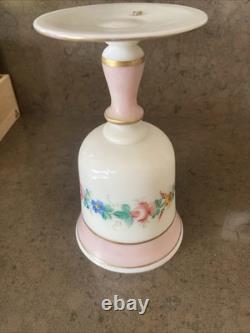 Verre Opaline XIXe Napoléon III Décor Fleurs Peint Main & Or Signé MB Baccarat