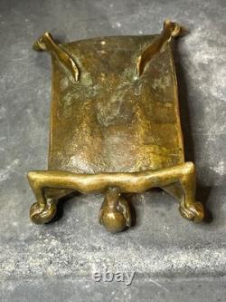 Vide-poche ancien bronze patiné diable démon cornu fin XIXe objet ésotérique